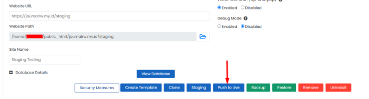 staging wordpress cpanel