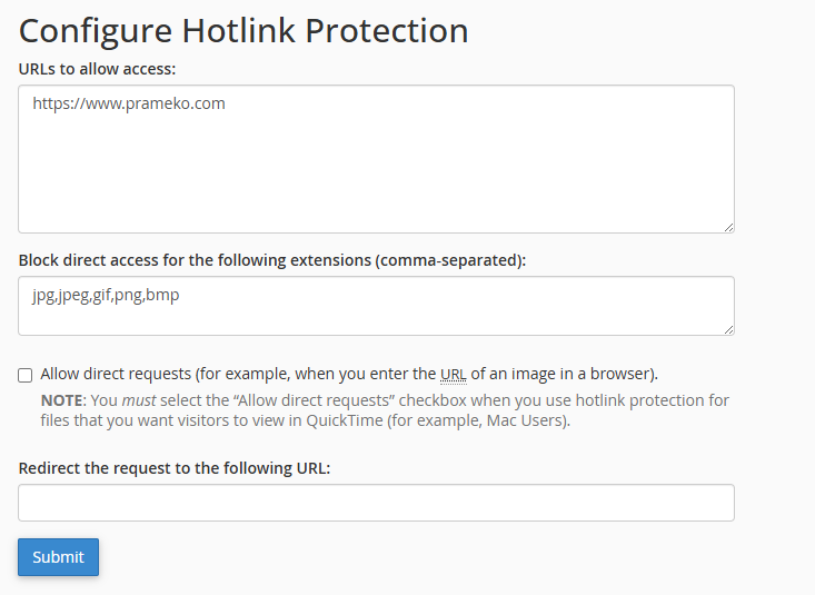 cara aktifkan hotlink protection cpanel