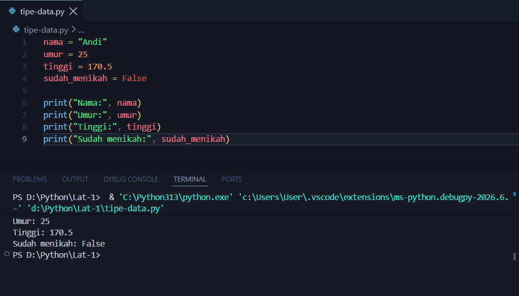 variabel dan tipe data Python
