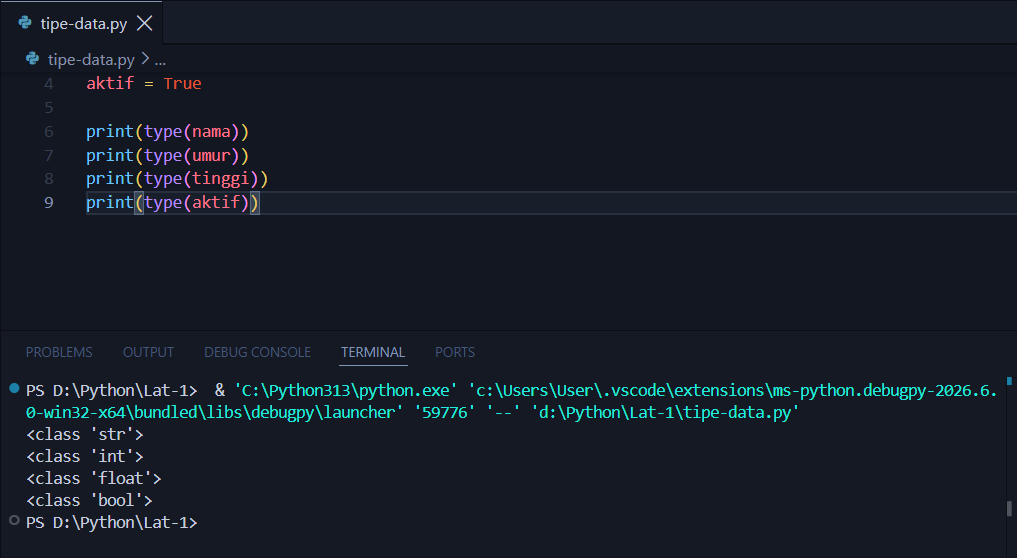 variabel dan tipe data Python