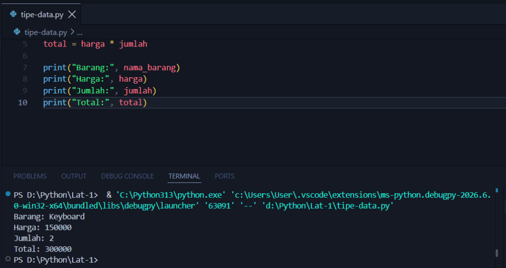 variabel dan tipe data Python