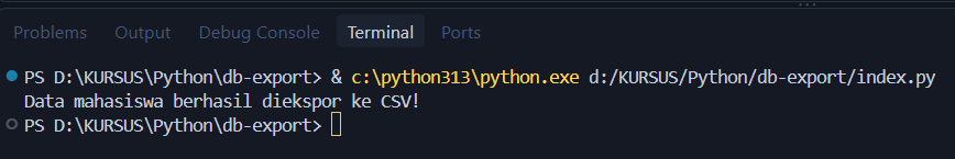 export database ke CSV Python